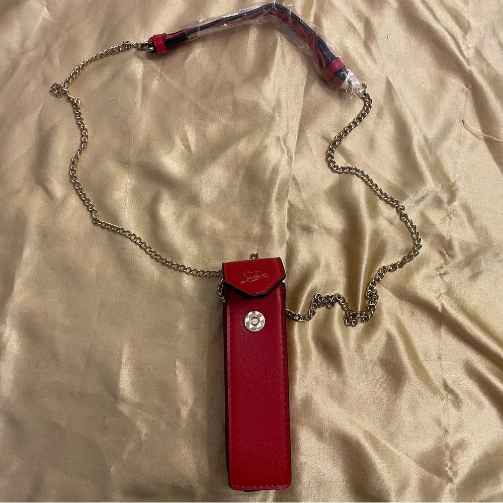Christian Louboutin Red Leather Accessory With chain Holder NWOT
